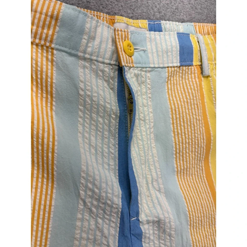 Free Assembly Mens L‎ Seersucker Awning Stripe Shorts Button Zip Cotton